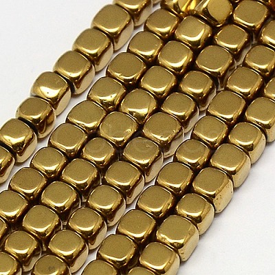Electroplate Non-magnetic Synthetic Hematite Beads Strands G-J172-3x3mm-07-1