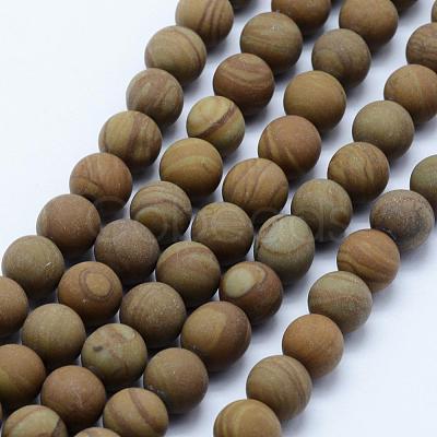 Natural Wood Lace Stone Beads Strands G-F518-21-8mm-1