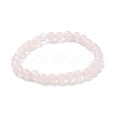 Natural Rose Quartz Beaded Stretch Bracelets BJEW-D446-B-11-1