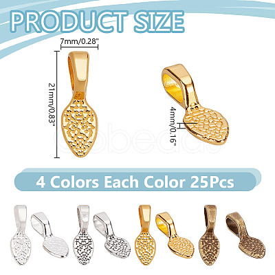 100Pcs 4 Colors Alloy Glue-on Flat Pad Bails FIND-AR0006-02-1