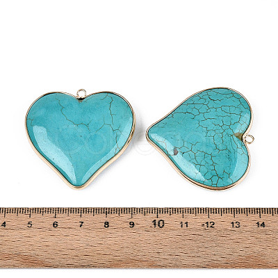 Dyed Synthetic Turquoise Heart Pendants X-TURQ-T004-30A-1