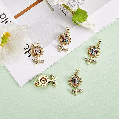Brass Micro Pave Cubic Zirconia Pendants ZIRC-SZ0003-47-1