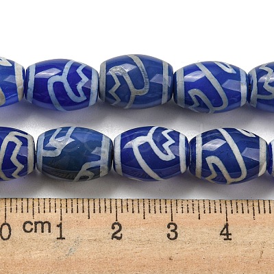 Blue Tibetan Style dZi Beads Strands TDZI-NH0001-C02-01-1