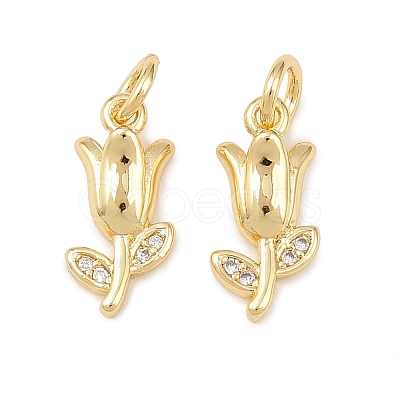 Brass Micro Pave Clear Cubic Zirconia Charms KK-G544-06G-01-1
