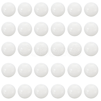 2 Strands Natural White Jade Round Beads Strands G-SP0001-25-1