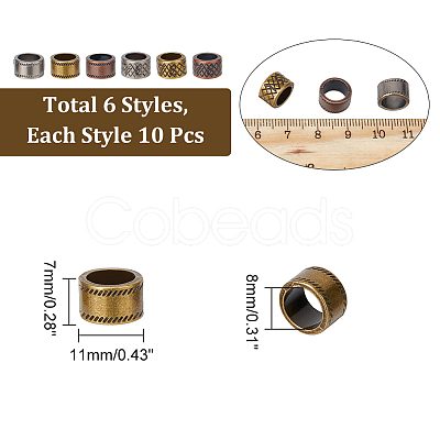 ARRICRAFT 60Pcs 6 Style  Tibetan Style Alloy Spacer Beads FIND-AR0003-23-1