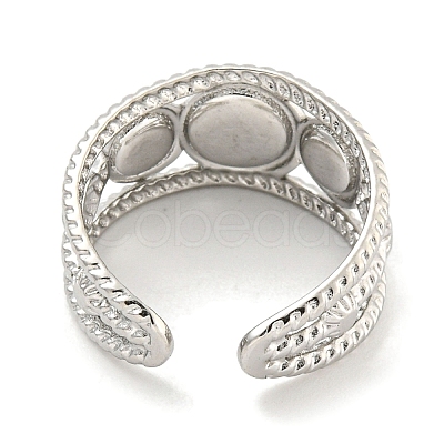304 Stainless Steel Synthetic Turquoise Cuff Rings G-Z056-06P-01-1