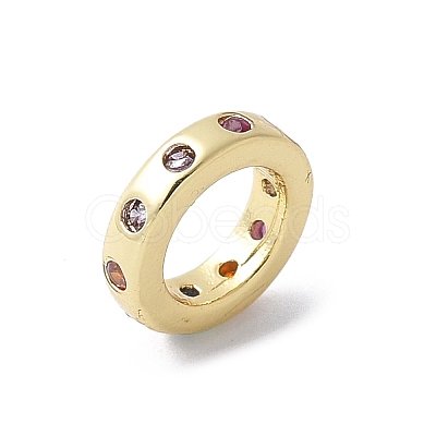 Brass Micro Pave Cubic Zirconia European Beads KK-K399-14G-04-1