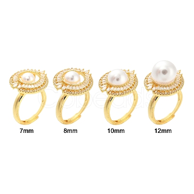 Flat Round Brass Micro Pave Cubic Zirconia Adjustable Ring Settings KK-K297-06G-1