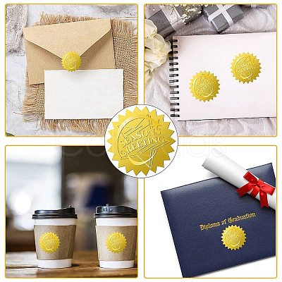 34 Sheets Self Adhesive Gold Foil Embossed Stickers DIY-WH0509-046-1