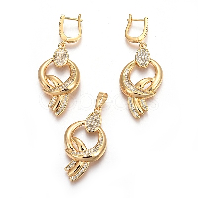 (Jewelry Parties Factory Sale)Brass Micro Pave Cubic Zirconia Jewelry Sets SJEW-F189-08G-1