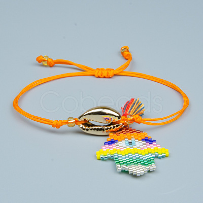 Bohemian Miyuki Beaded Hamsa Hand Charm Adjustable Women's Bracelets PZ5125-1