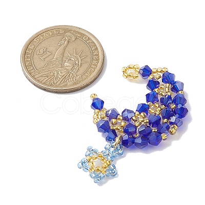 Imitation Austrian Crystal 5301 Glass & TOHO Round Seed Beaded Pendant PALLOY-MZ00179-02-1