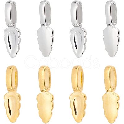 Unicraftale 8Pcs 2 Style 304 Stainless Steel Glue-on Flat Pad Pendant Bails STAS-UN0039-95-1