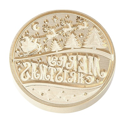 Merry Christmas Series Wax Seal Brass Stamp Head AJEW-M037-01G-04-1
