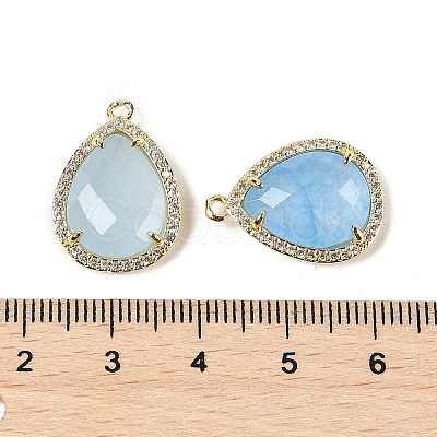 Dyed Natural White Jade Faceted Teardrop Pendants G-I382-01G-04-1