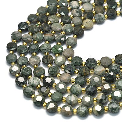Natural Green Wood Lace Stone Wooden Jasper Beads Strands G-C116-A02-02-1