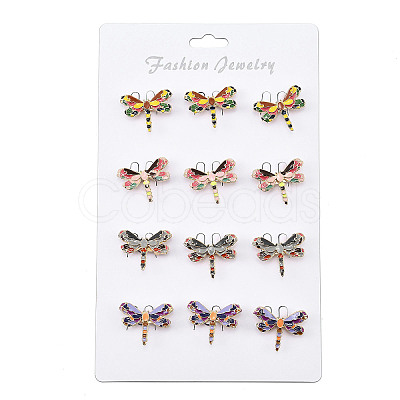 12Pcs 4 Colors Dragonfly Enamel Pins JEWB-A033-17G-1