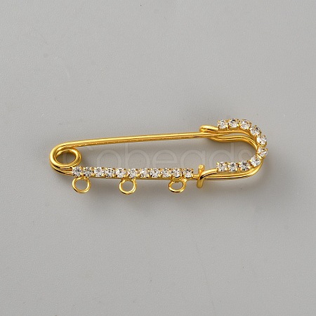 Iron Rhinestone Safety Pins FIND-CJC0437-037G-01-1