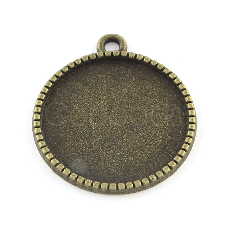 Tibetan Style Alloy Flat Round Pendant Cabochon Settings TIBEP-Q045-068D-AB-NR-1