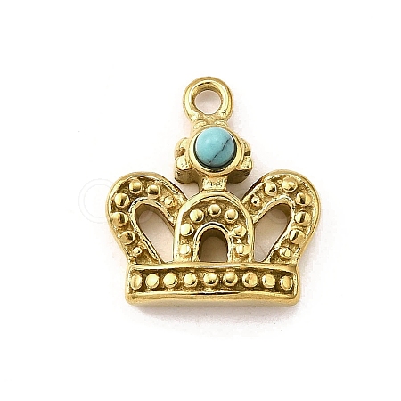 304 Stainless Steel with Synthetic Turquoise Charms STAS-Z135-09G-1
