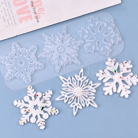 Christmas DIY Snowflake Silicone Pendant Molds DIY-P006-31-1