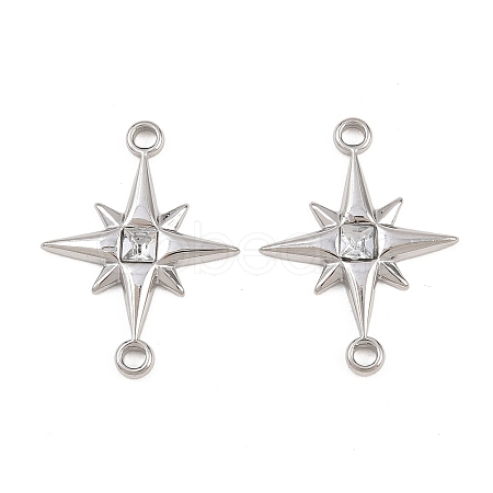 304 Stainless Steel Crystal Rhinestone Connector Charms STAS-P437-14A-P-1
