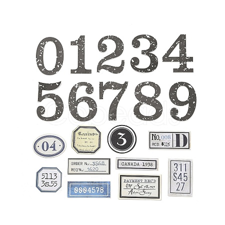 20Pcs Retro Number Paper Waterproof Stickers STIC-P015-B06-1