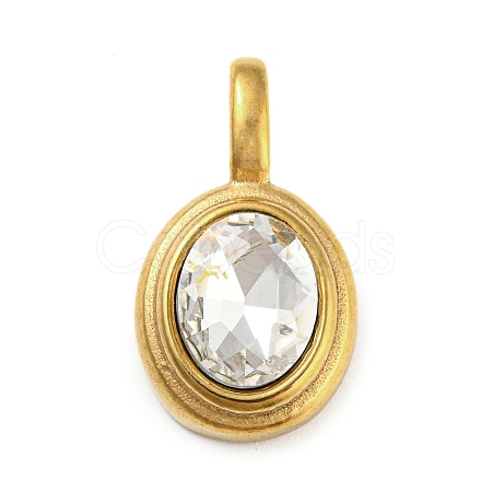 Golden Plated 304 Stainless Steel Rhinestone Pendants STAS-Q253-01G-01-1