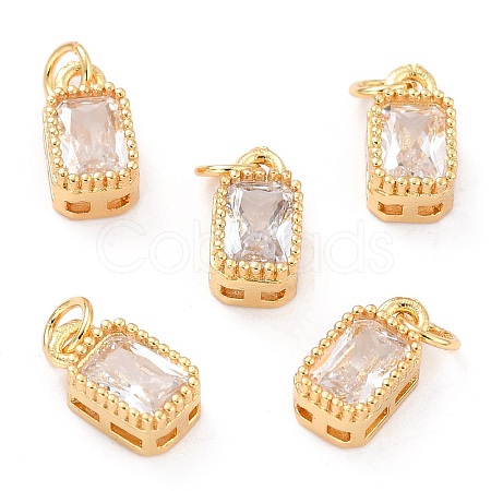 Real 18K Gold Plated Brass Inlaid Cubic Zirconia Charms X-ZIRC-L100-075G-03-1