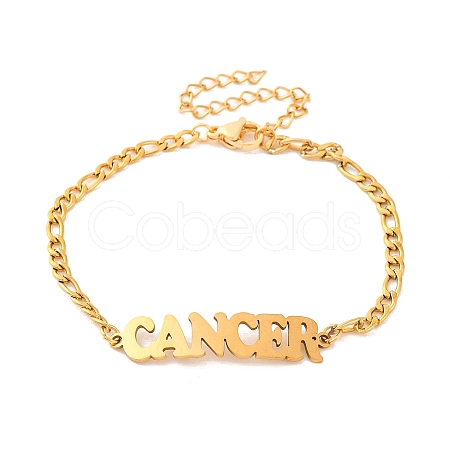 Constellation 202 Stainless Steel Figaro Chain Link Bracelets for Women Men AJEW-U006-01F-1