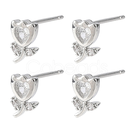 SHEGRACE Brass Micro Pave Cubic Zirconia Stud Earrings XGRQ4N571-707P-1