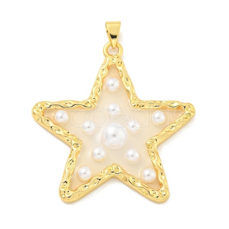 Rack Plating Brass & Epoxy Resin Pendants KK-C059-08B-G-1