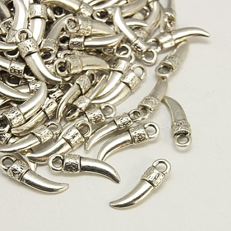 Tibetan Style Alloy Italian Horn Pendants TIBEP-EA13608Y-FF-1