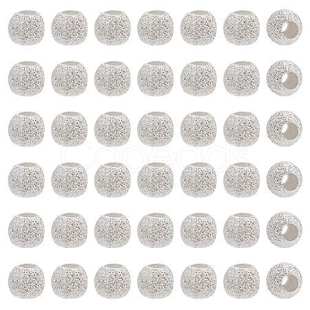 50Pcs Round 925 Sterling Silver Textured Beads STER-PH0001-66-1