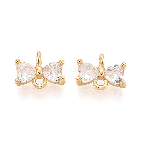 Brass Pave Clear Cubic Zirconia Connector Charms KK-T078-03G-02-1