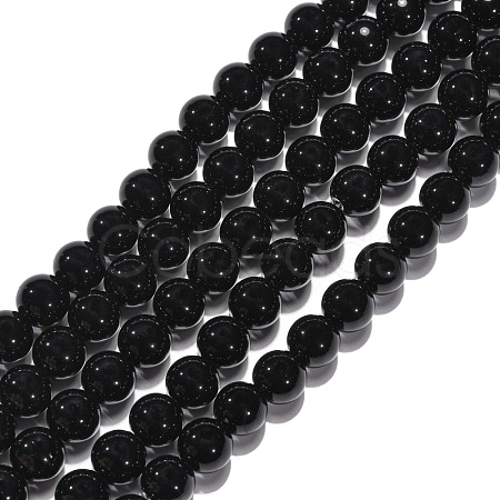 Synthetic Black Stone Beads Strands G-G088-10mm-1