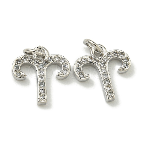Rack Plating Brass Micro Pave Cubic Zirconia Pendants KK-K386-02G-P-1
