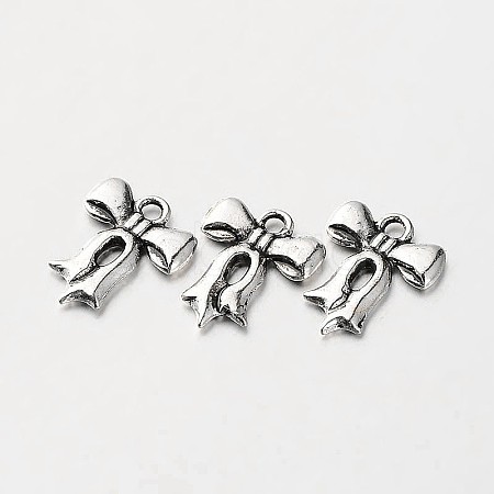 Tibetan Style Alloy Bowknot Bow Charms TIBEP-O009-20-1