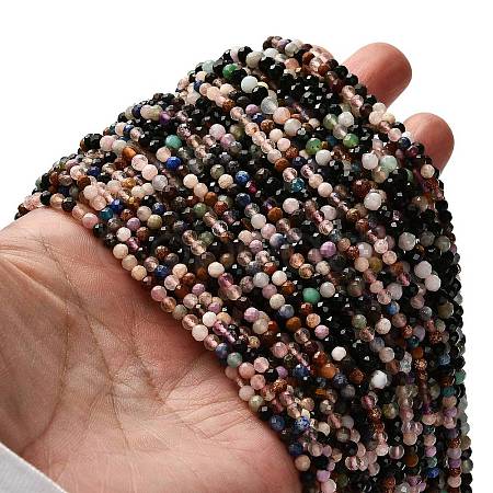 Natural & Synthetic Mixed Gemstone Beads Strands G-RM2025-A16-3mm-1