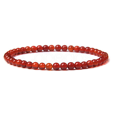 4mm Round Natural Carnelian Beads Bracelet for Men KG3069-11-1