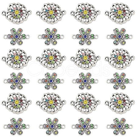 4Pcs 2 Styles Alloy Colorful Rhinestone Links Connectors ALRI-YW0001-30-1