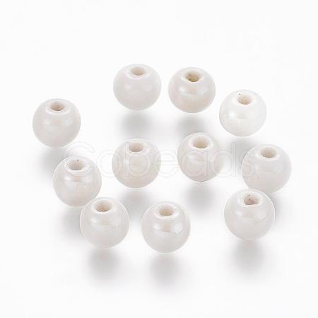 Glazed Porcelain Round Beads PORC-S489-6mm-01-1