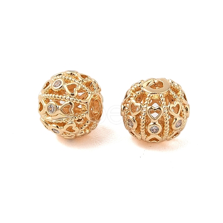 Brass Micro Pave Clear Cubic Zirconia Beads KK-B100-002G-1