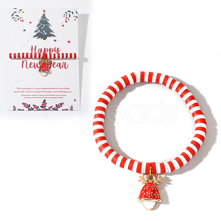 Elegant Christmas Handmade Polymer Clay Heishi Beaded Stretch Bracelets MV9996-40-1