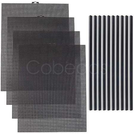 4 Sheets Rectangle Plastic Mesh Canvas Sheets DIY-CP0012-72B-1