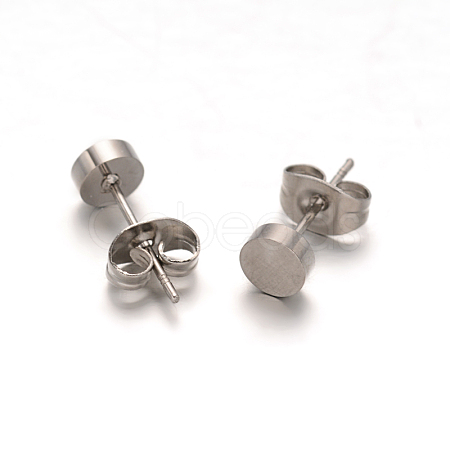 Tarnish Resistant Flat Round 304 Stainless Steel Stud Earrings EJEW-O052-08P-1