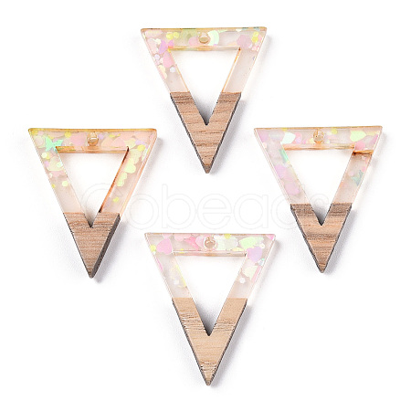 Transparent Resin & White Wood Pendants RESI-N039-29-1