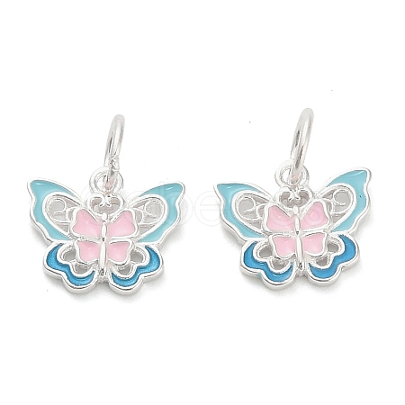 925 Sterling Silver Enamel Pink and Sky Blue Butterfly Charms STER-P071-08S-1