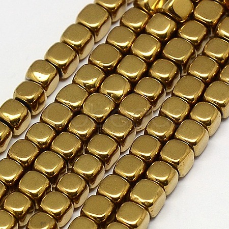 Electroplate Non-magnetic Synthetic Hematite Beads Strands G-J172-3x3mm-07-1